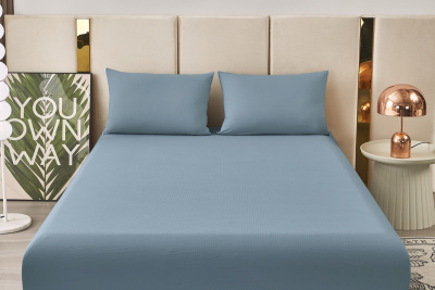 Комплект постельных принадлежностей, простыня на резинке  Борт 25 + 2 наволочки 50*70 индиго индиго